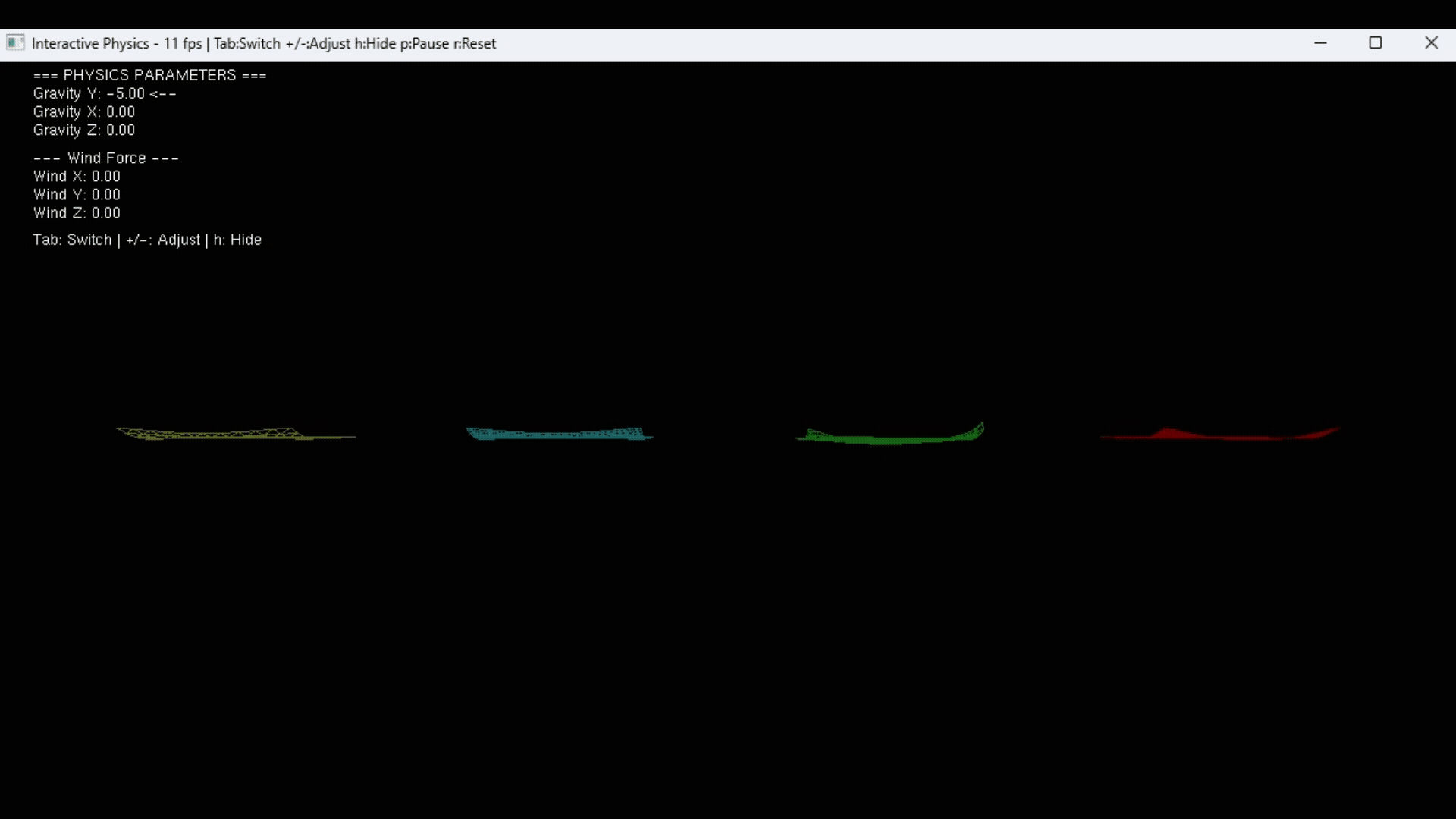 Hanging cloth under lower gravity